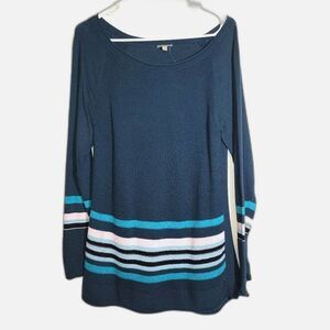 Talbots Blue Striped Lightweight Sweater Large